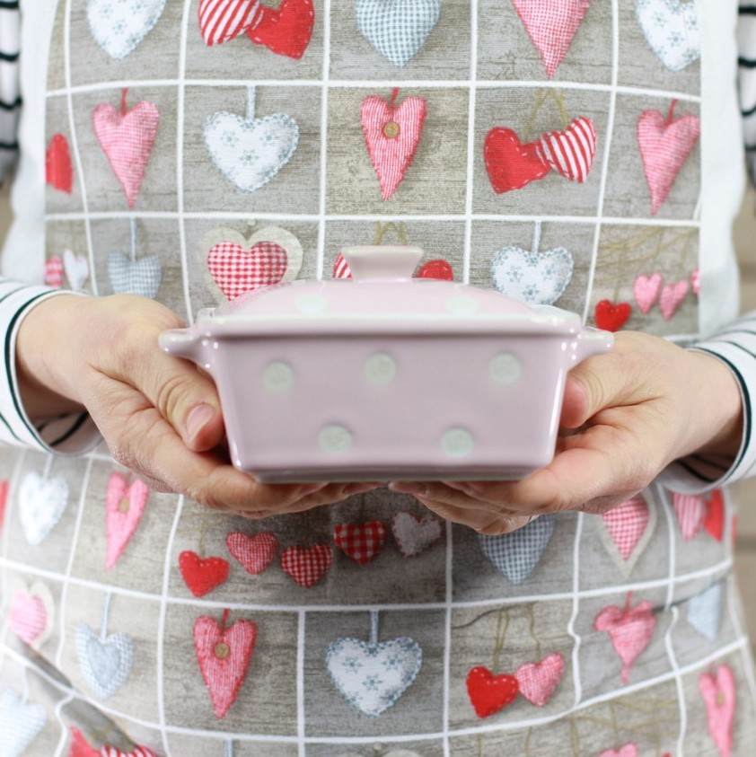 Keramická máslenka / zapékací miska s pokličkou - růžová